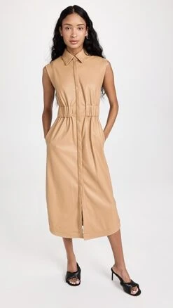 SIMKHAI Nima Faux Leather Midi Dress
