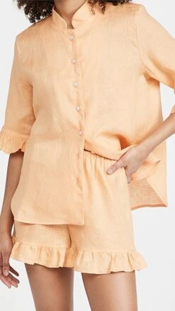 Sleeper Linen Lounge Suit In Coral